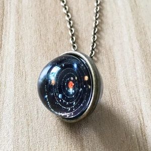 GLASS DOME SOLAR SYSTEM NECKLACE